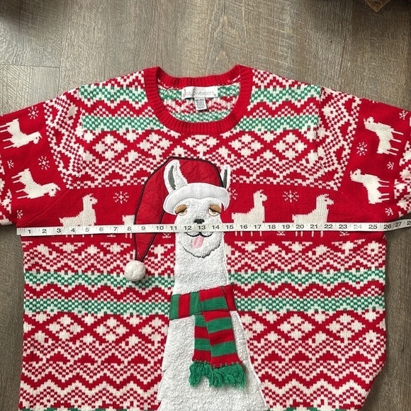 Jolly Sweaters Llama in Scarf and Santa Hat Ugly Christmas Sweater size XXL - Picture 17 of 17